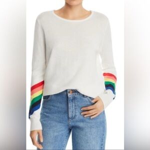 Aqua Sweater with Rainbow Stripes (M)